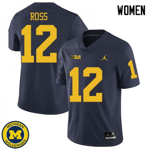 Womens Michigan Wolverines #12 Josh Ross Navy Jordan Brand Alumni Jersey